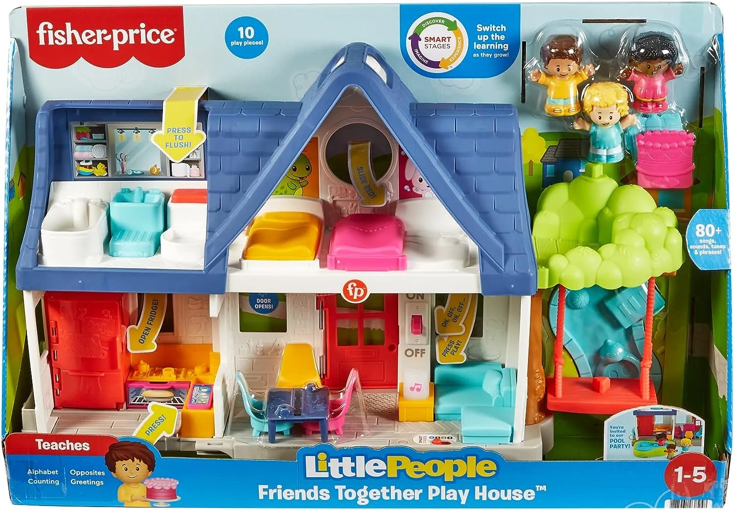 Fisher-Price Toys Fisher-Price Little People Friends Together Play House - UK English Edition, Playset with Smart Stages Learning Content for Toddlers and Preschool Kids