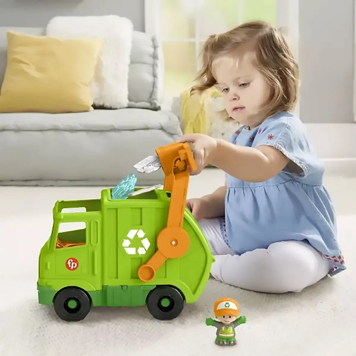 Fisher-Price Toys Fisher-Price Little People Recycling Truck Musical Toddler Garbage Toy Set