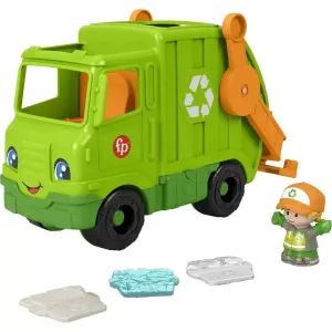 Fisher-Price Toys Fisher-Price Little People Recycling Truck Musical Toddler Garbage Toy Set