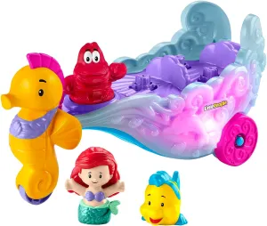Fisher-Price Toys Fisher-Price Little People Toddler Toy Disney Princess Ariel's Light-Up Sea Carriage Musical Vehicle with 2 Figures