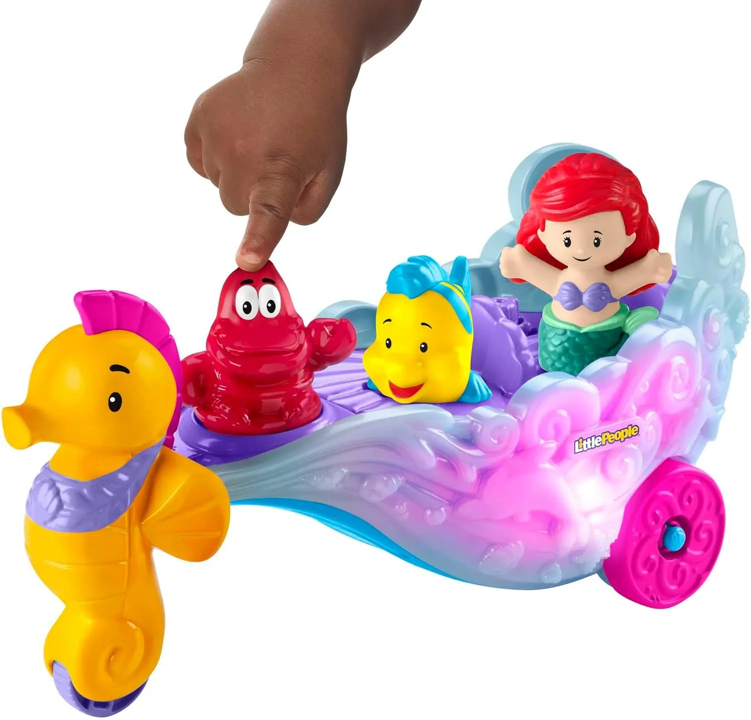 Fisher-Price Toys Fisher-Price Little People Toddler Toy Disney Princess Ariel's Light-Up Sea Carriage Musical Vehicle with 2 Figures