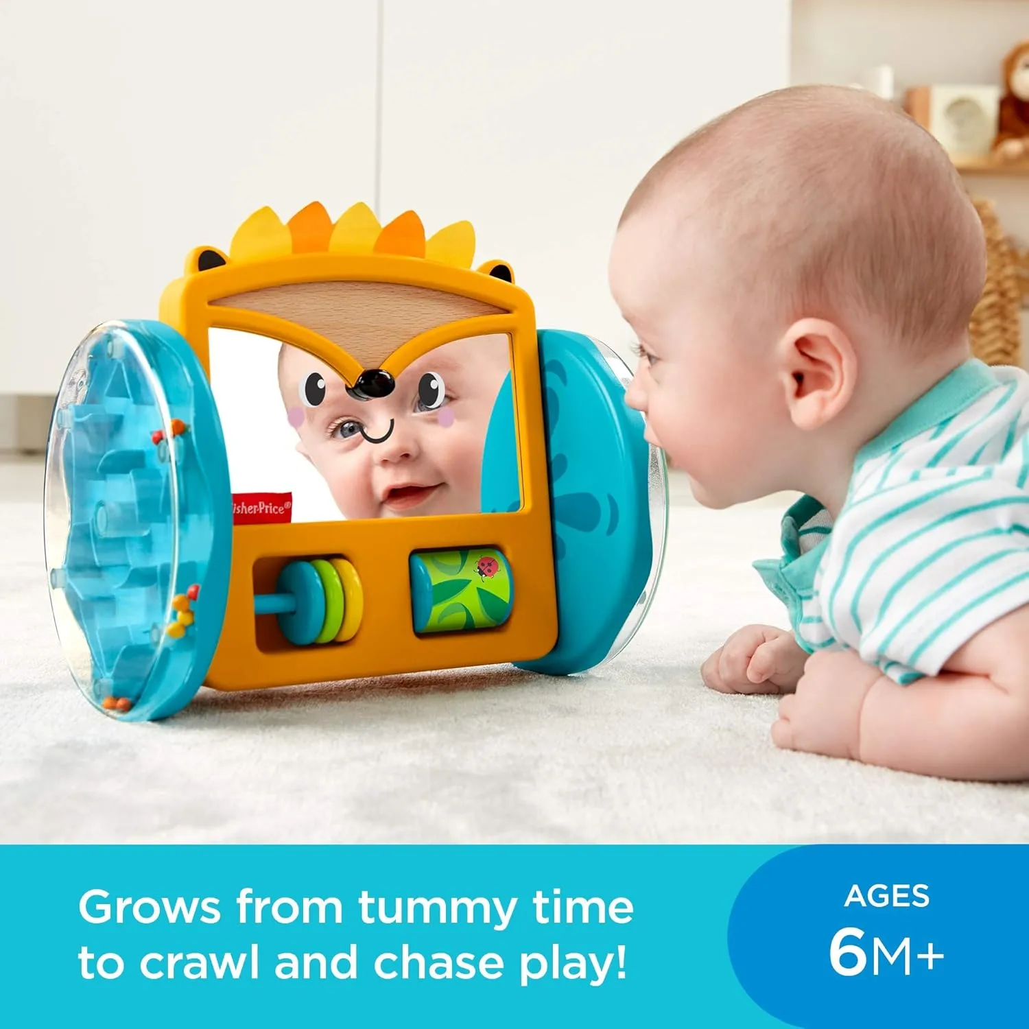 Fisher-Price Toys Fisher-Price Play & Crawl Hedgehog Mirror - Tummy Time, Crawling, and Sensory Toy for Babies 3 Months & Up