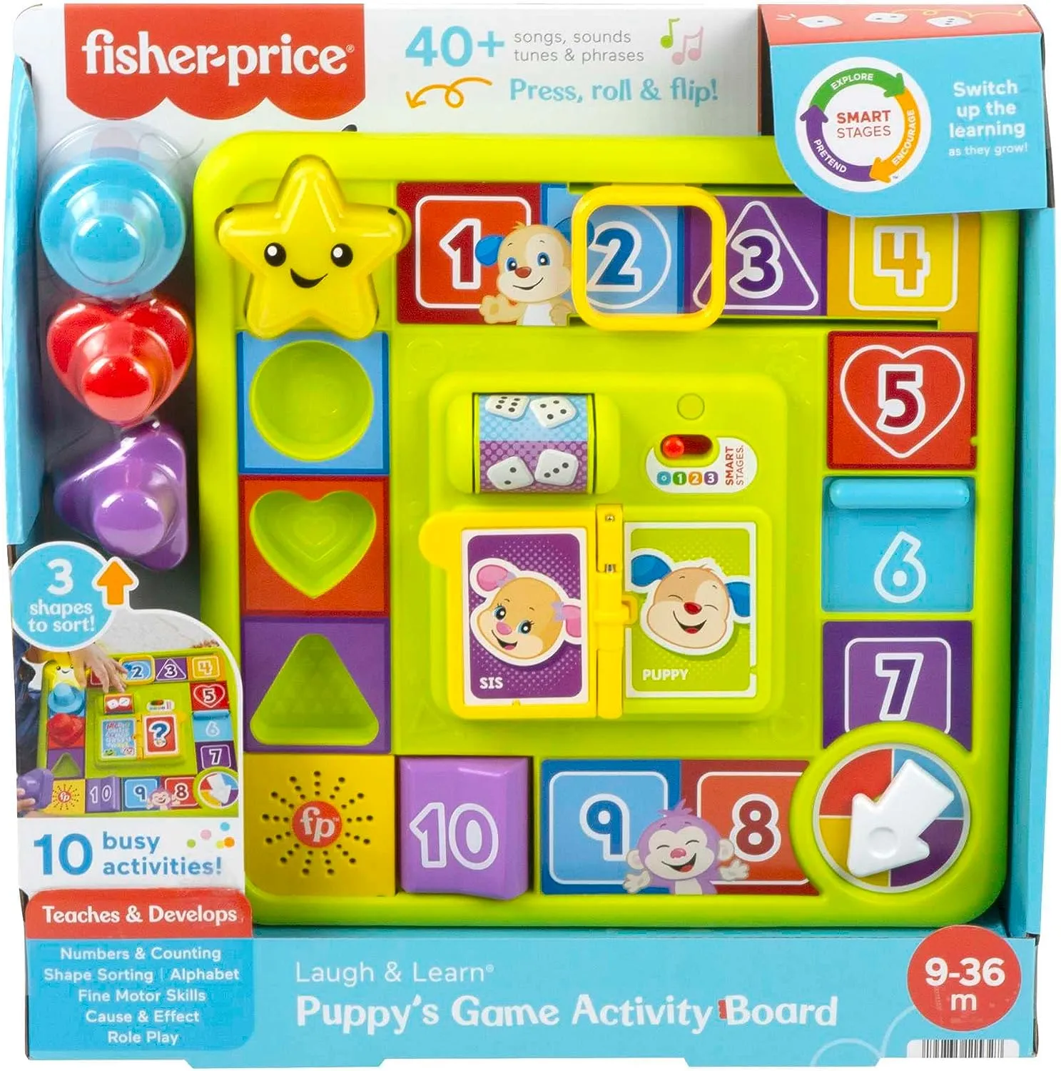 Fisher-Price Toys Fisher-Price Pretend Board Game Baby Toy with Lights & Smart Stages Learning Content