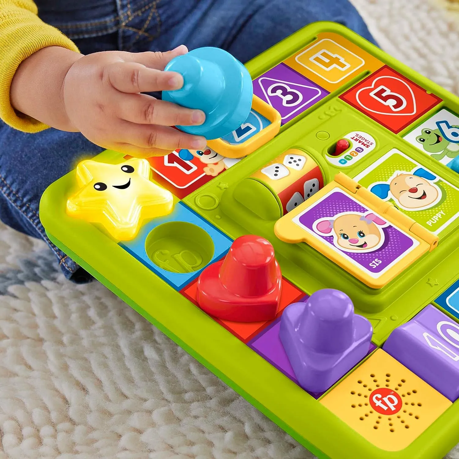 Fisher-Price Toys Fisher-Price Pretend Board Game Baby Toy with Lights & Smart Stages Learning Content