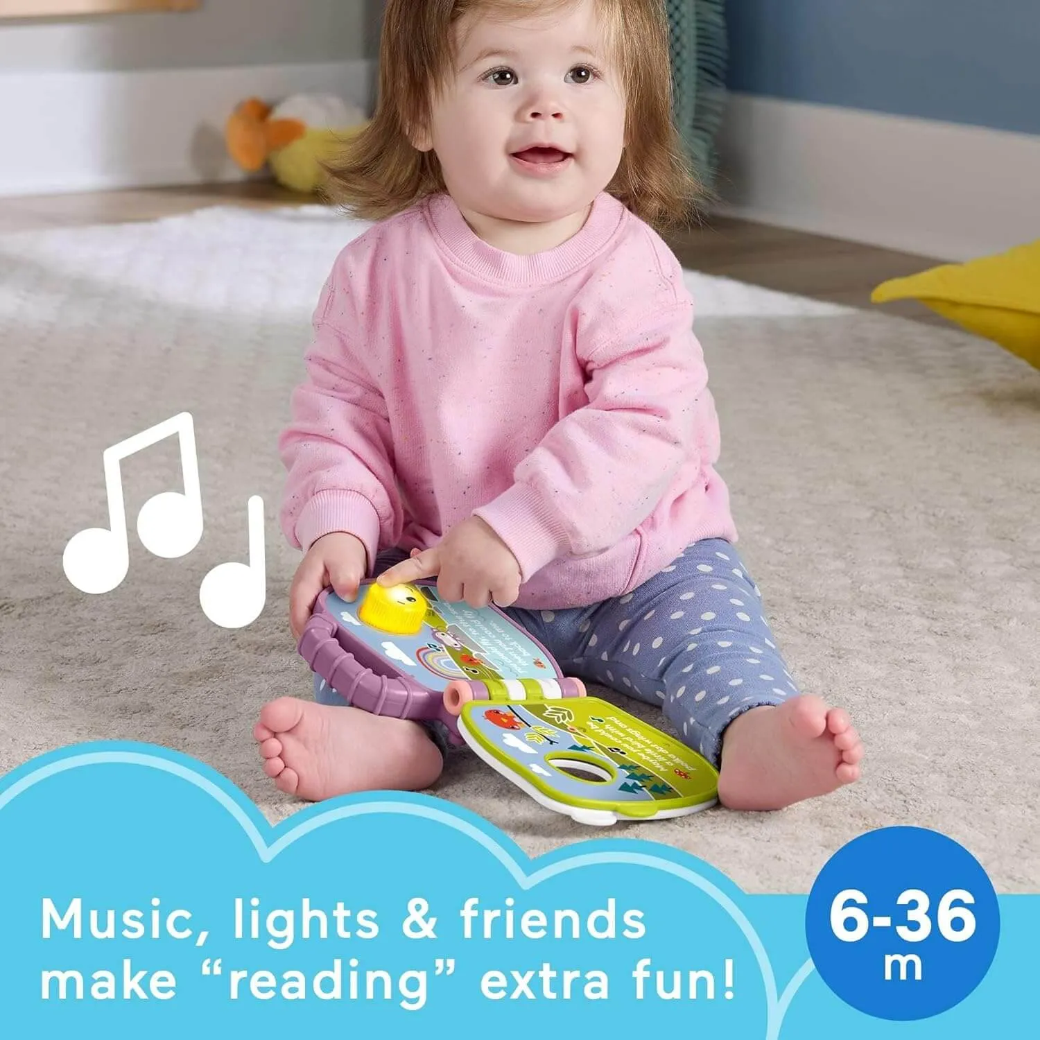 Fisher-Price Toys Fisher-Price Purple Monkey Musical Storybook Toy For Baby & Toddler With Lights & Sounds