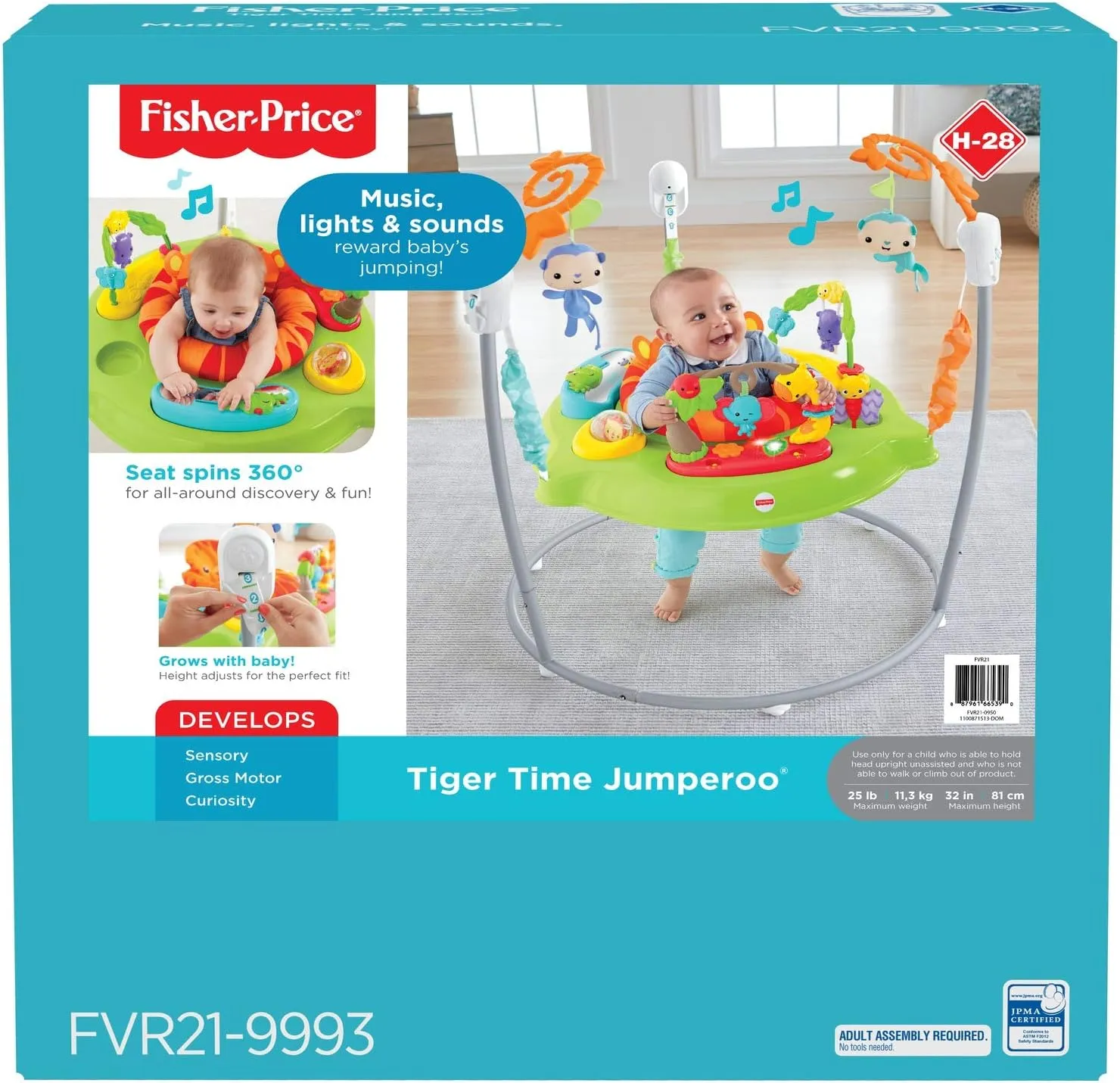 Fisher-Price Toys Fisher-Price Roarin' Rainforest Jumperoo, Infant Activity Center with music, lights and sounds