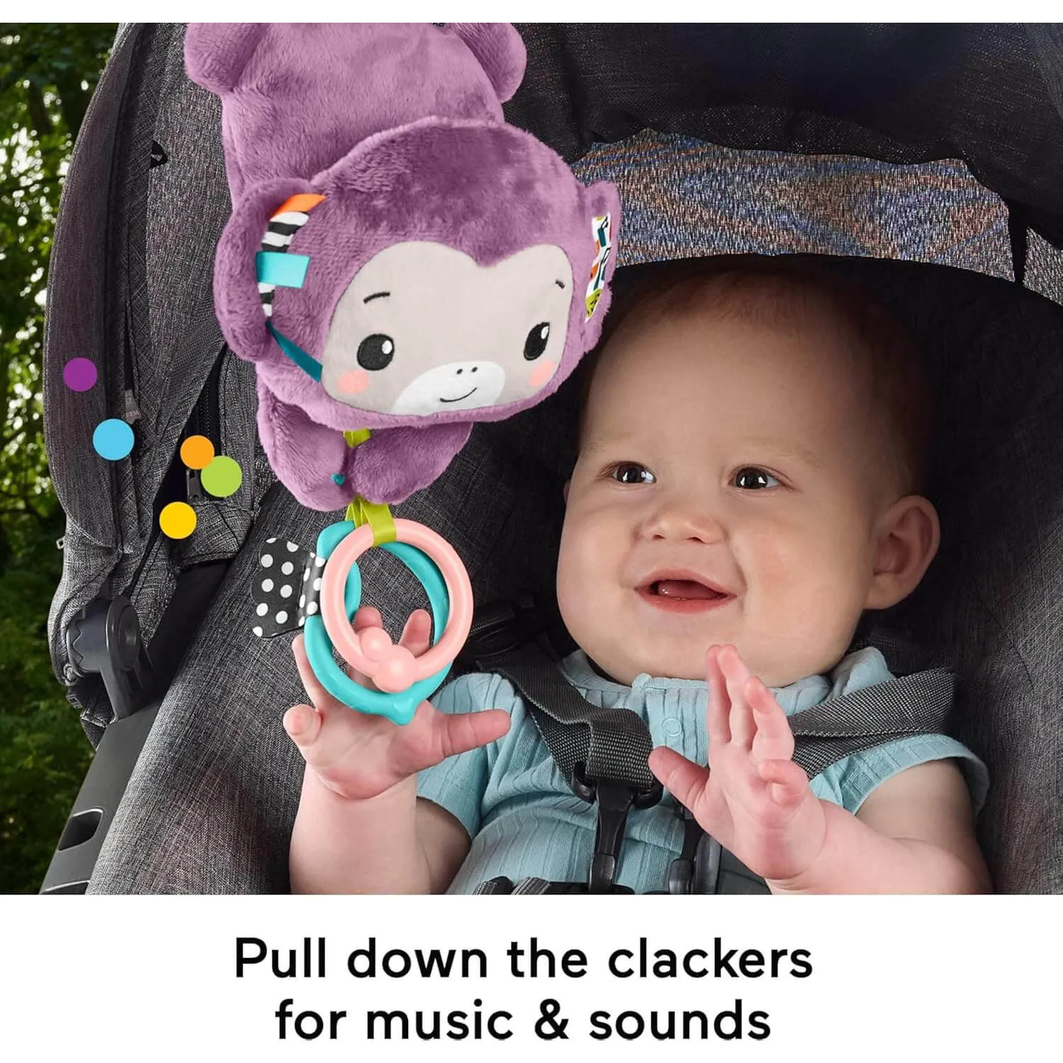 Fisher-Price Toys Fisher-Price Sing & Go Purple Monkey Plush Baby Stroller Sensory Toy