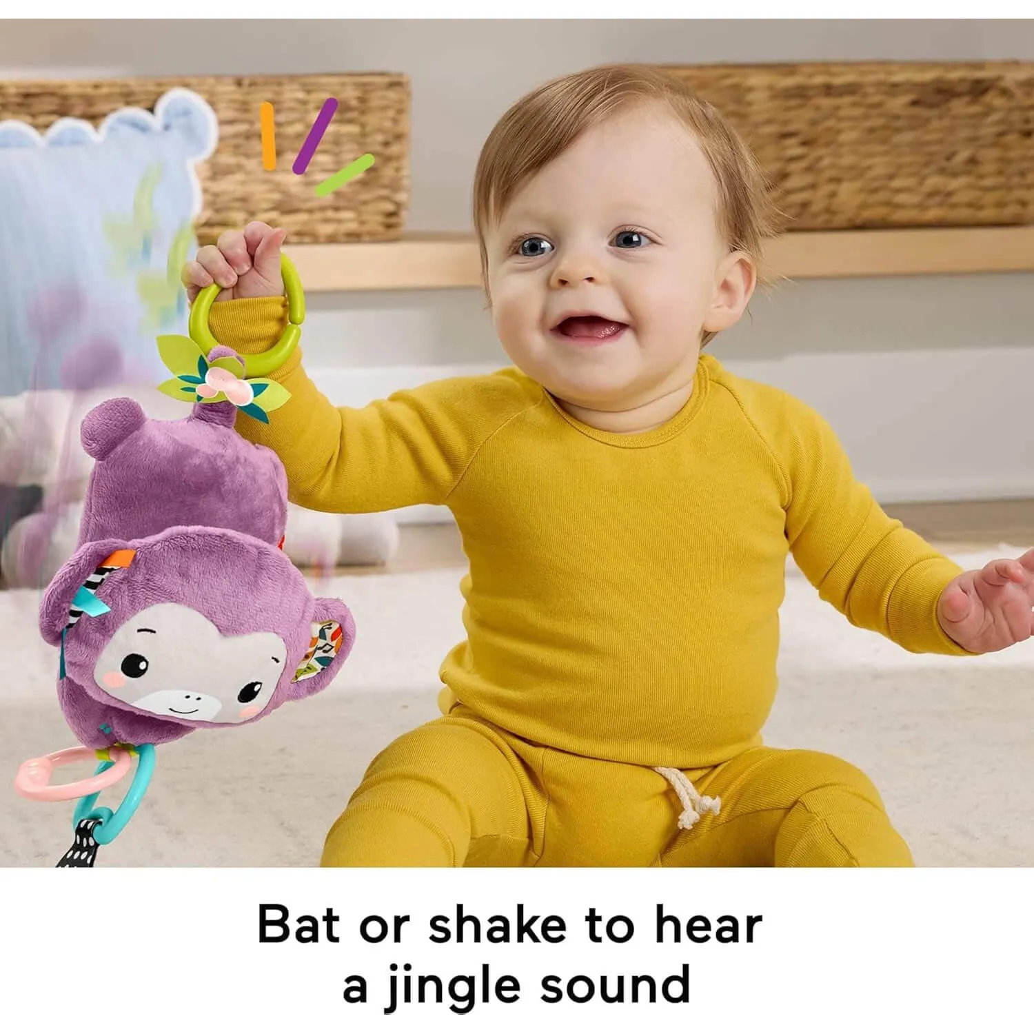 Fisher-Price Toys Fisher-Price Sing & Go Purple Monkey Plush Baby Stroller Sensory Toy