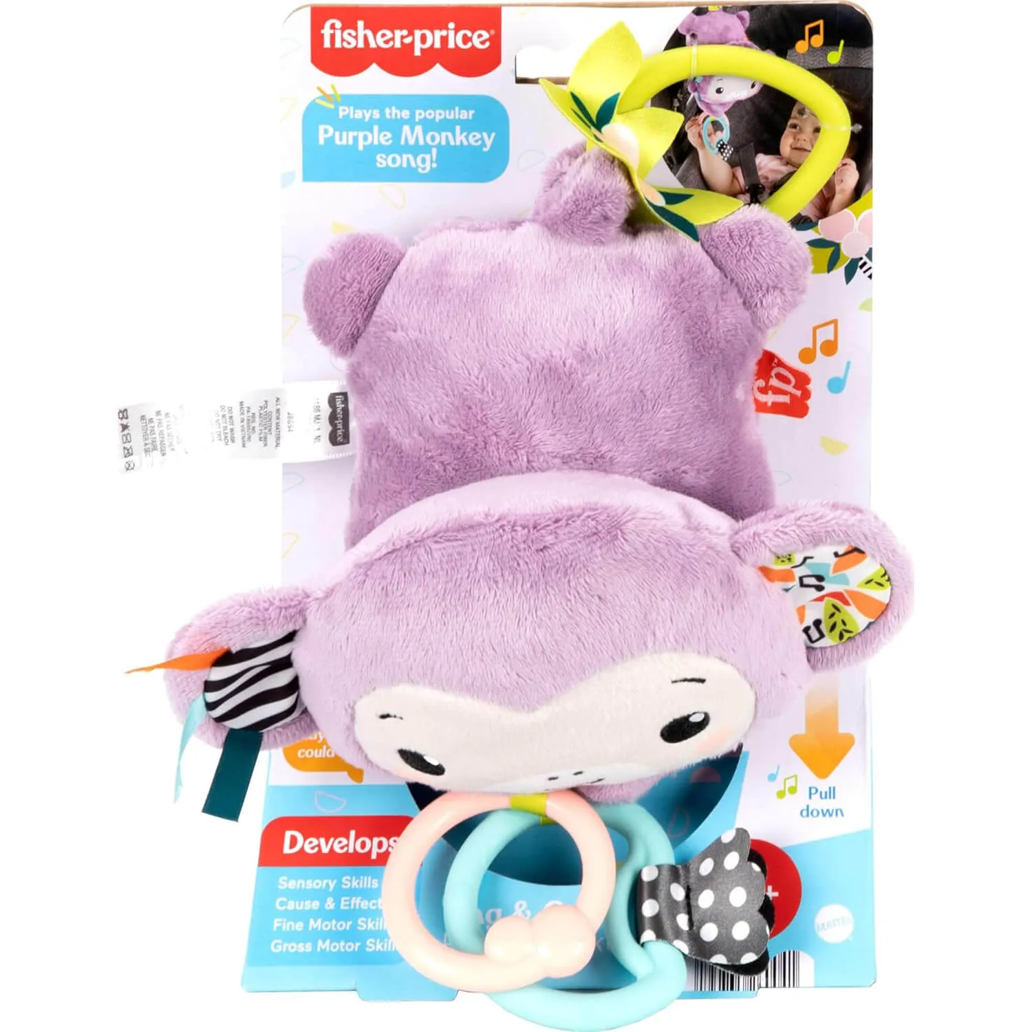 Fisher-Price Toys Fisher-Price Sing & Go Purple Monkey Plush Baby Stroller Sensory Toy
