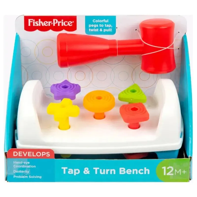 Fisher-Price Toys Fisher-Price Tap & Turn Bench Pretend Tools 2-Sided Toy For Infants And Toddlers