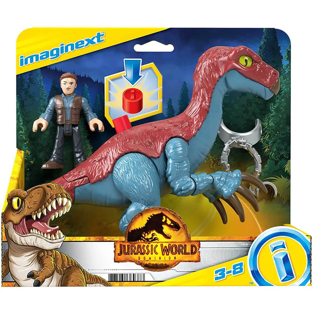 Fisher-Price Toys Imaginext Jurassic World Dominion Therizinosaurus & Owen Action Figures