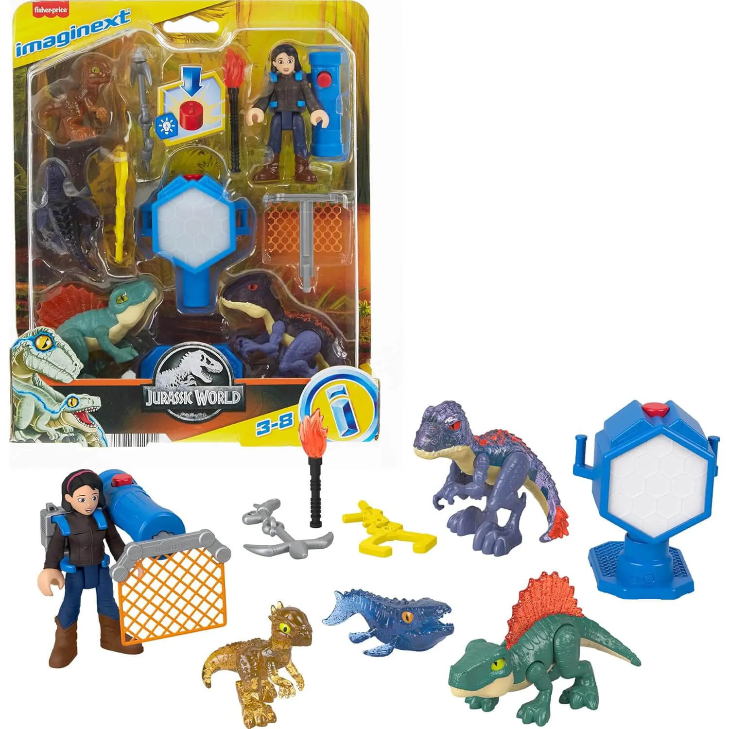 Fisher-Price Toys Imaginext Jurassic World Evo-Scanner Multi-Pack Light-Up Dinosaur Playset