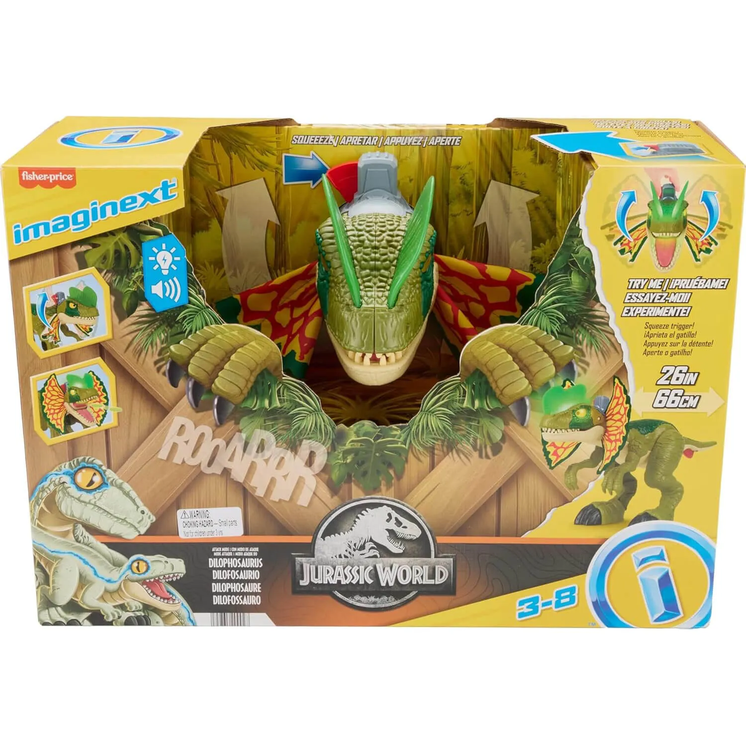 Fisher-Price Toys Imaginext Jurassic World Thrash Attack Dilophosaurus Dinosaur Figure