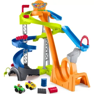 Fisher-Price Toys Little People Hot Wheels Spiral Stunt Speedway Playset