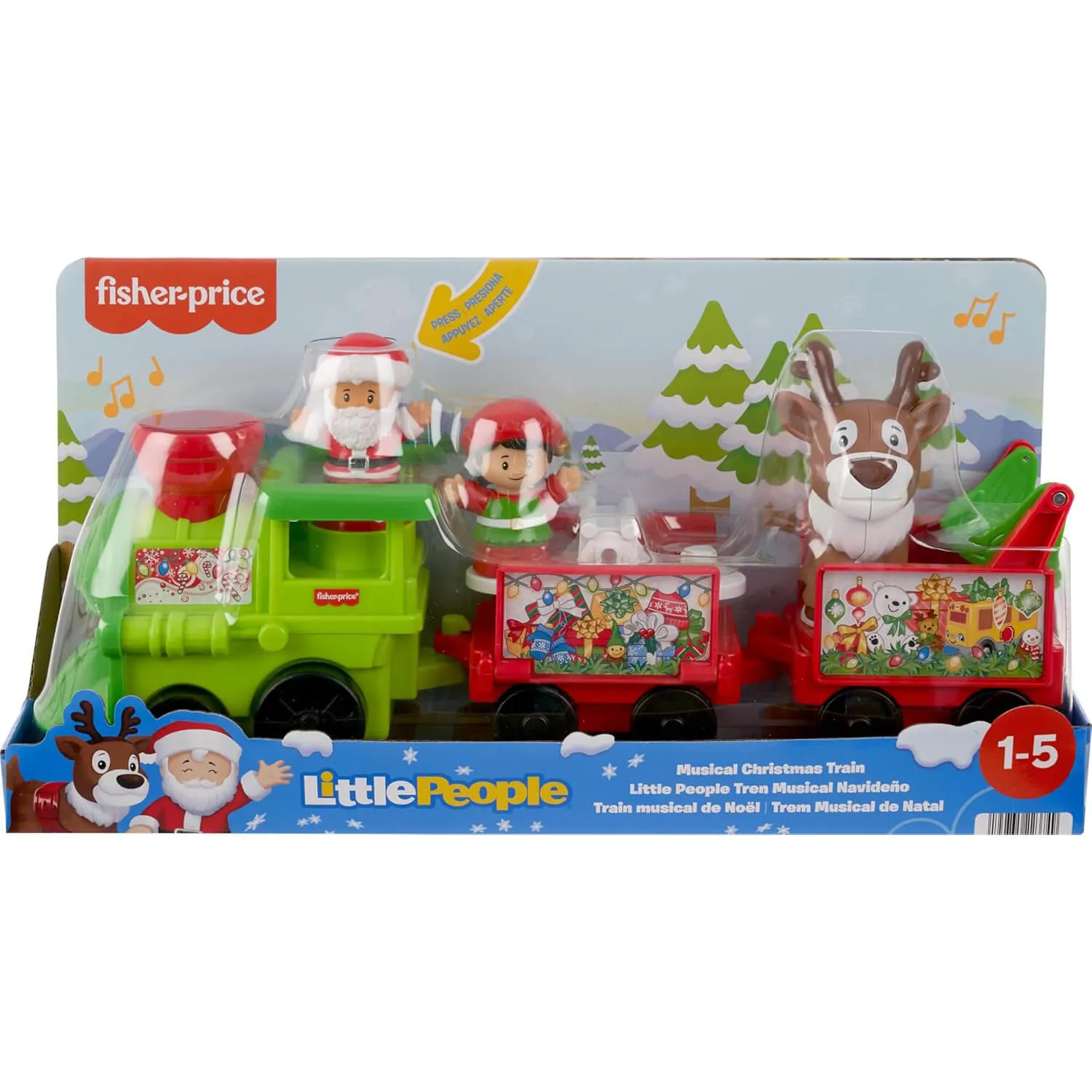 Fisher-Price Toys Little People Music Christmas Train with Santa and Elf Figures