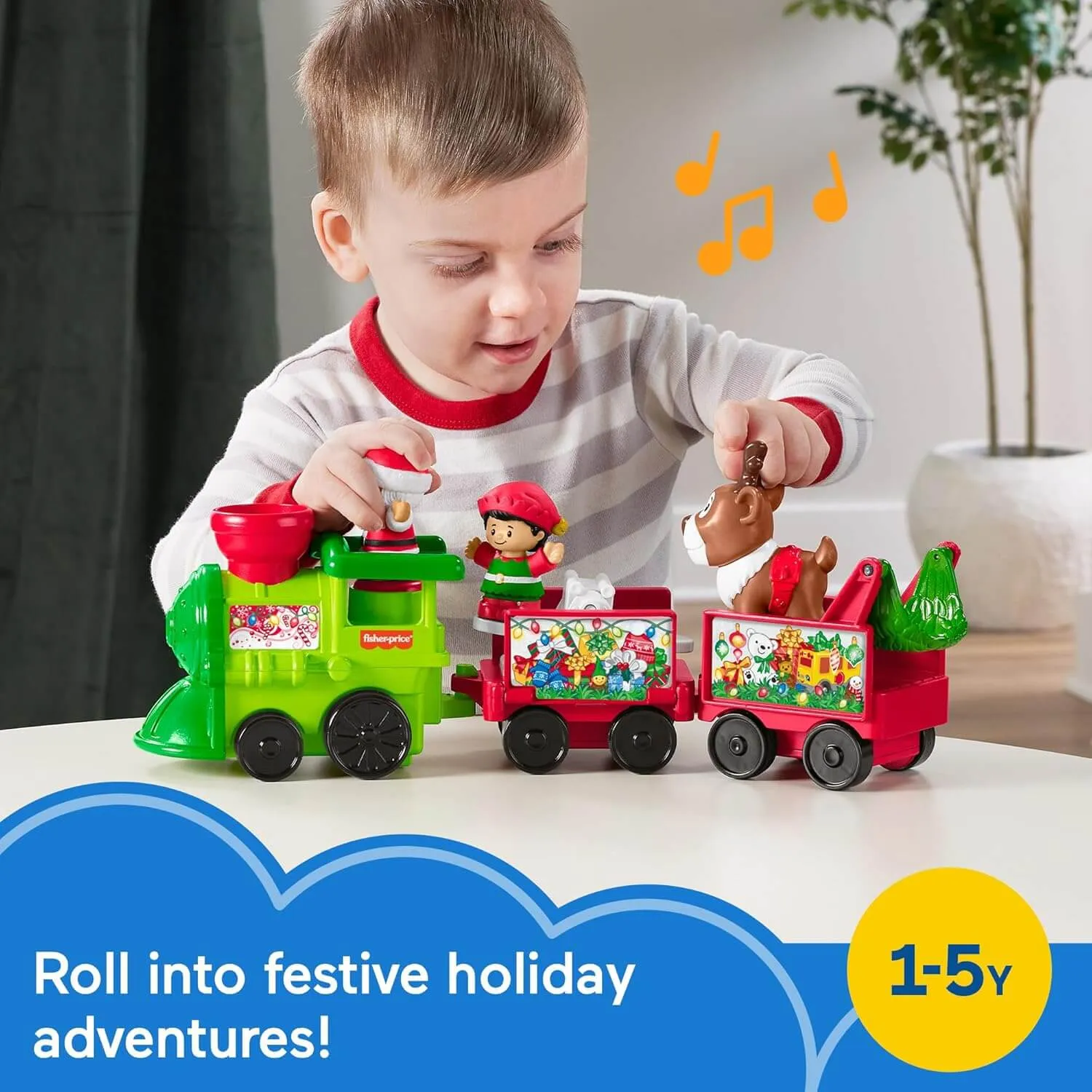 Fisher-Price Toys Little People Music Christmas Train with Santa and Elf Figures