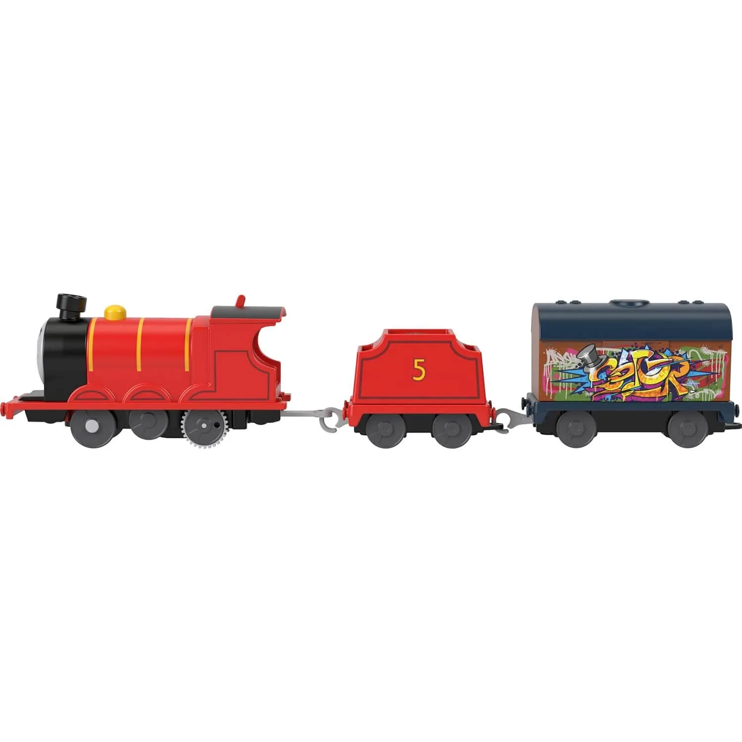 Fisher-Price Toys Thomas & Friends Graffiti James Motorized Toy Train Engine with Tender & Cargo Car