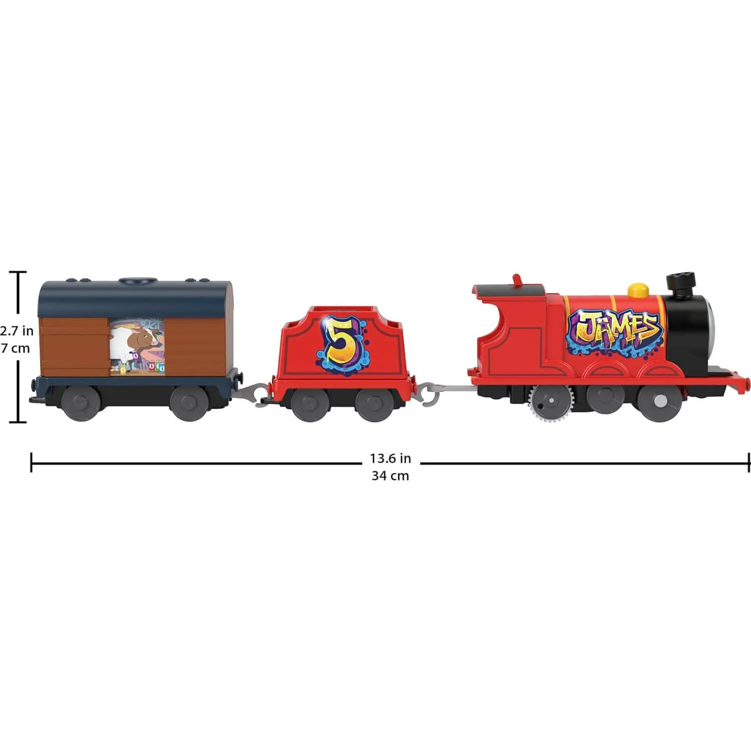 Fisher-Price Toys Thomas & Friends Graffiti James Motorized Toy Train Engine with Tender & Cargo Car