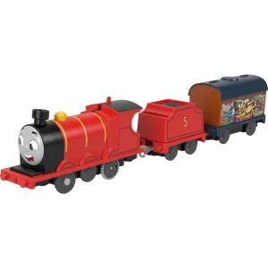 Fisher-Price Toys Thomas & Friends Graffiti James Motorized Toy Train Engine with Tender & Cargo Car