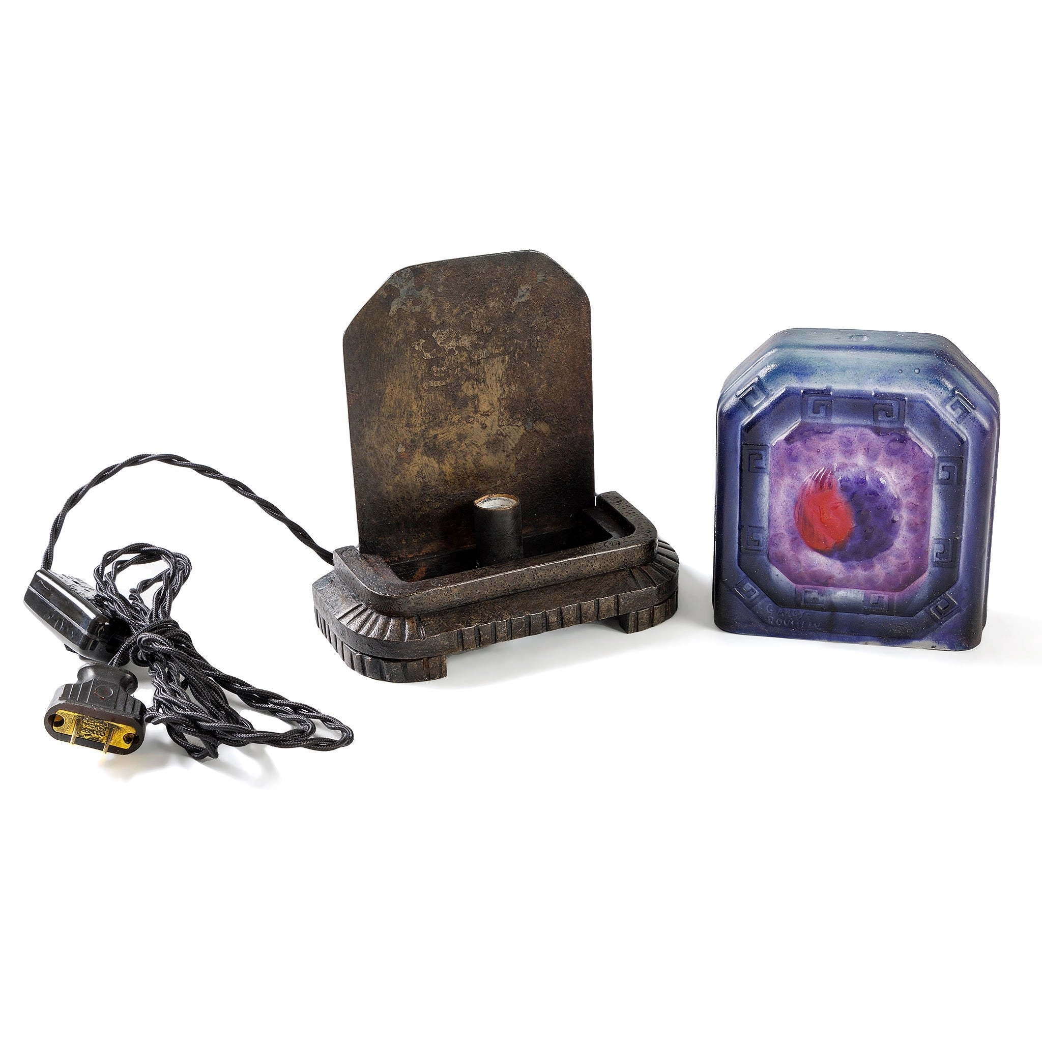 Gabriel Argy-Rouseau Pâte de Verre "Visages en Medallion" Night Light