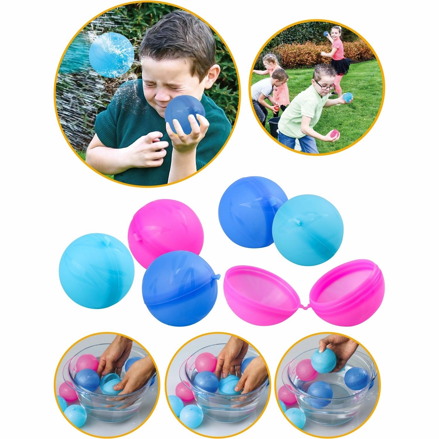 Happy Summer Genanvendelige Vandbombebolde 6,5 Cm 6-pak