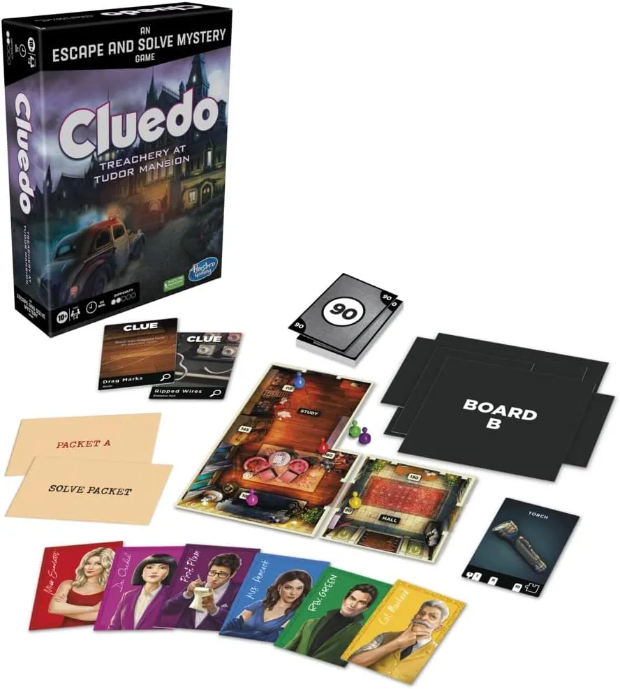 Hasbro Toys Hasbro Gaming Cluedo Treachery at Tudor Mansion, An Escape & Solve Mystery Game