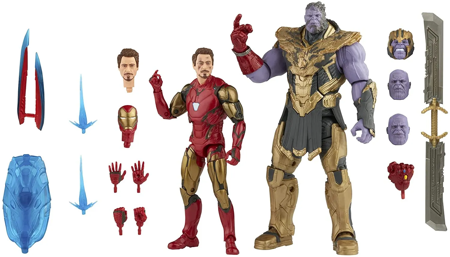 Hasbro Toys Hasbro Marvel Legends Series 15-cm-Scale Action Figure Toy 2-Pack Iron Man Mark 85 vs Thanos, Includes Premium Design and 8 Accessories