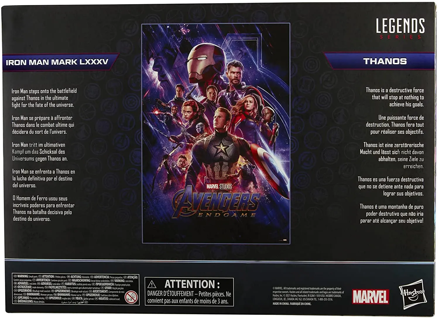 Hasbro Toys Hasbro Marvel Legends Series 15-cm-Scale Action Figure Toy 2-Pack Iron Man Mark 85 vs Thanos, Includes Premium Design and 8 Accessories