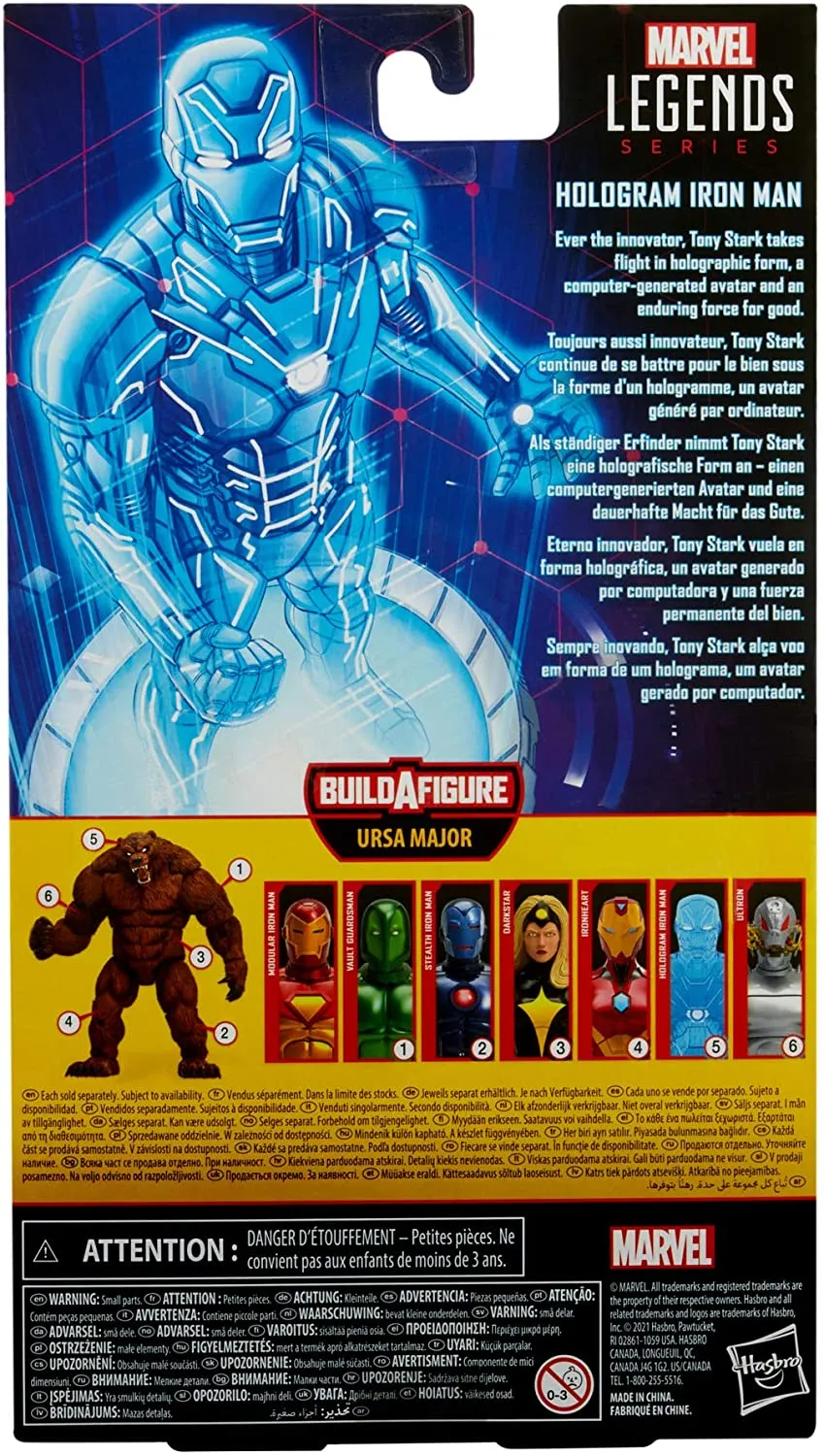 Hasbro Toys Hasbro Marvel Legends Series 6-inch Hologram Iron Man Action Figure Toy, Premium Design and Articulation Includes 2 Accessories and 1 Build-A-Figure Part Multicolor, F0358