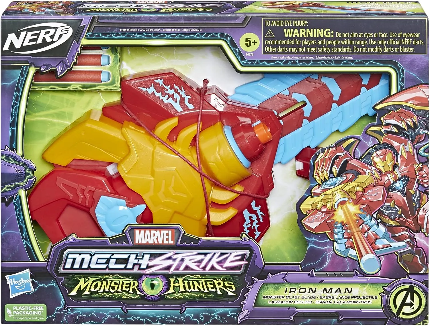 Hasbro Toys Marvel Avengers Mech Strike Monster Hunters Iron Man Monster Blast Blade Roleplay Toy