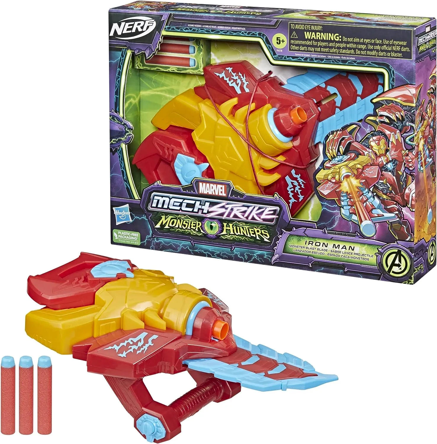 Hasbro Toys Marvel Avengers Mech Strike Monster Hunters Iron Man Monster Blast Blade Roleplay Toy