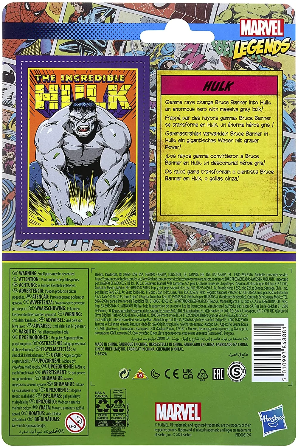 Hasbro Toys Marvel Hasbro Collectibles Legends Recollect Retro Incredible Hulk