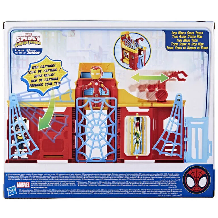Hasbro Toys Marvel Spidey and His Amazing Friends Stark Tower Playset with Iron Man Action Figure