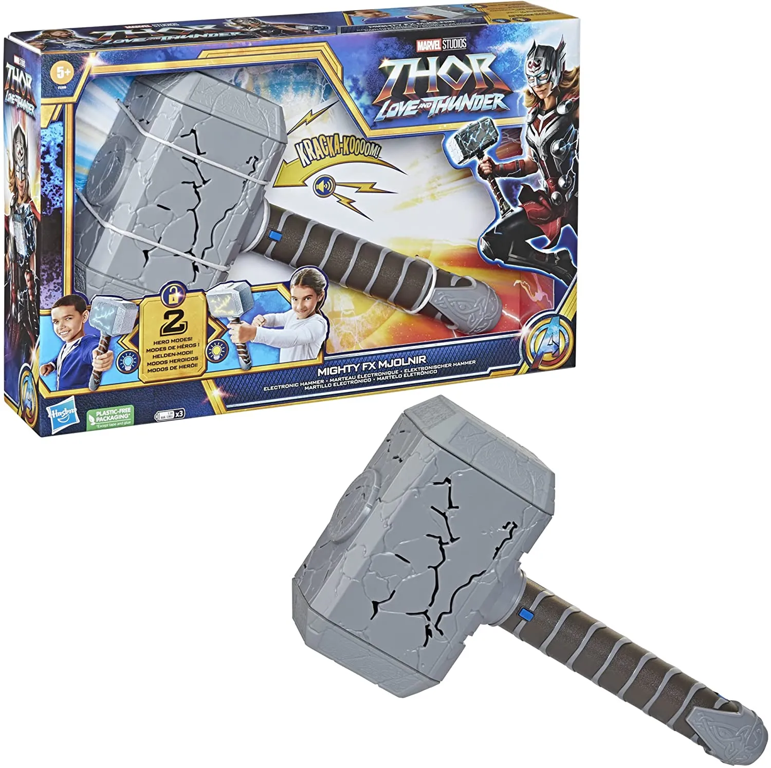 Hasbro Toys Marvel Studios Thor: Love and Thunder Mighty FX Mjolnir Electronic Hammer Rolep