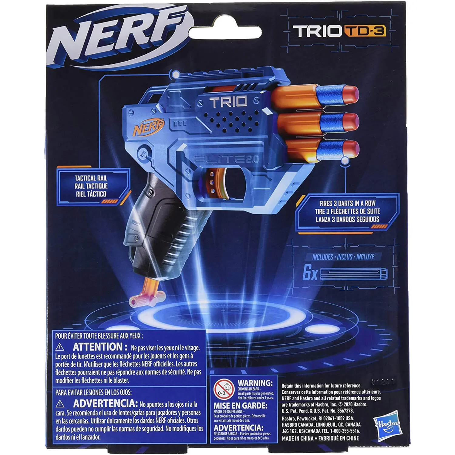 Hasbro Toys NERF Elite 2.0 Trio SD-3 3-Barrel Blaster