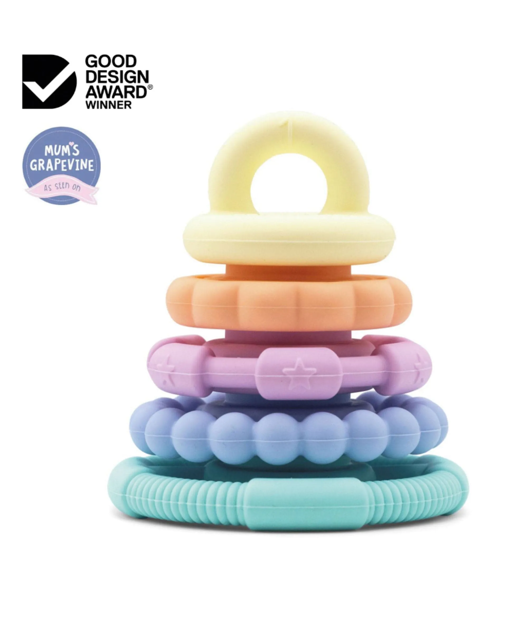 Jellystone Designs Rainbow Stackers & Teether  Pastel