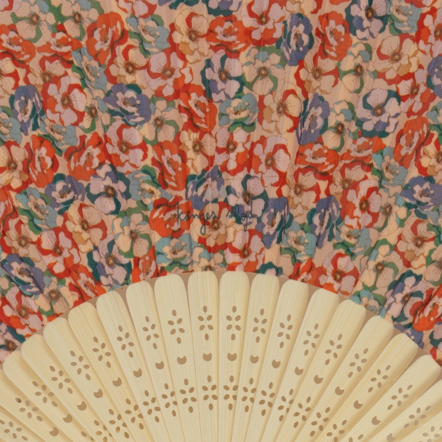 Konges Sljd Red Blue Flower Fan