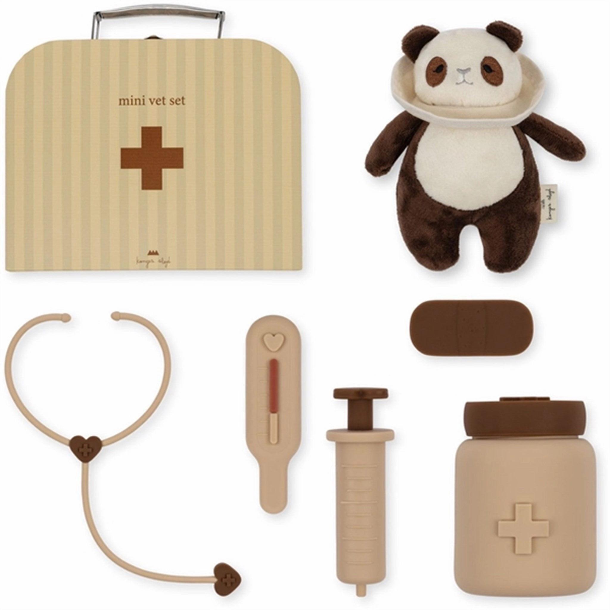 Konges Sljd Veterinary kit Panda Silicone Beige