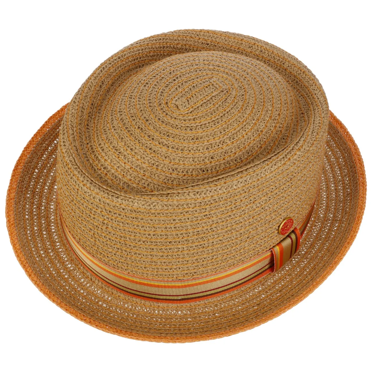 Mayser Hats Andy Orange Pork Pie Straw Hat by Mayser