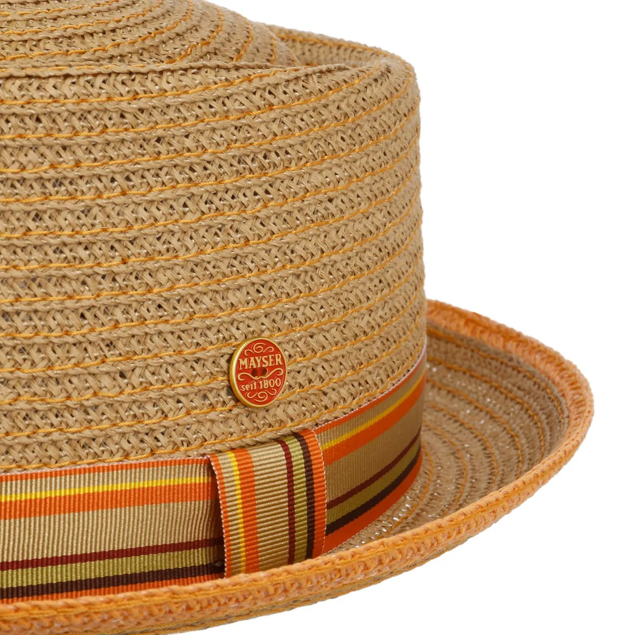 Mayser Hats Andy Orange Pork Pie Straw Hat by Mayser