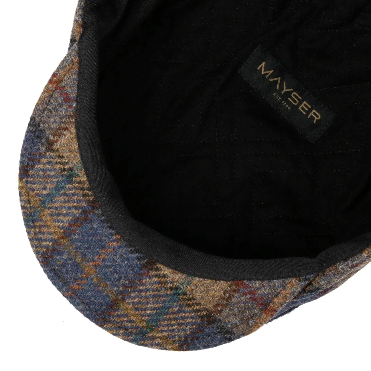 Mayser Hats Frankie Soft Check Shetland Flat Cap by Mayser