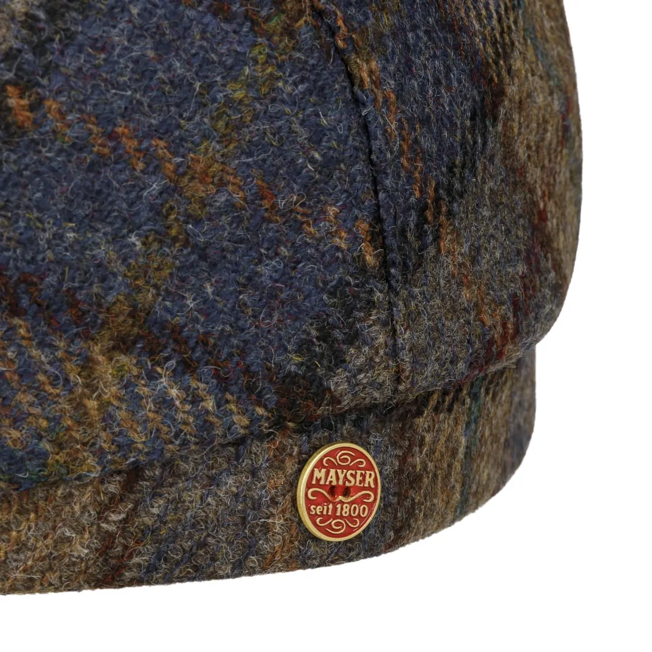 Mayser Hats Frankie Soft Check Shetland Flat Cap by Mayser