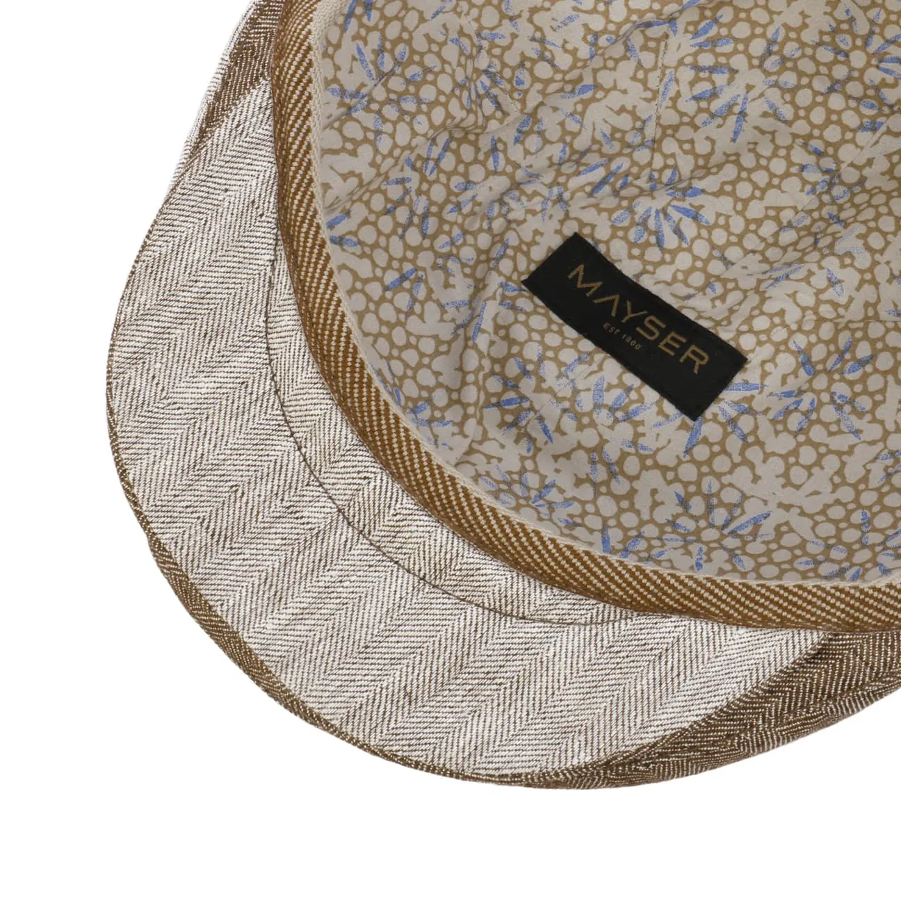 Mayser Hats Jasper Twotone Linen Flat Cap by Mayser