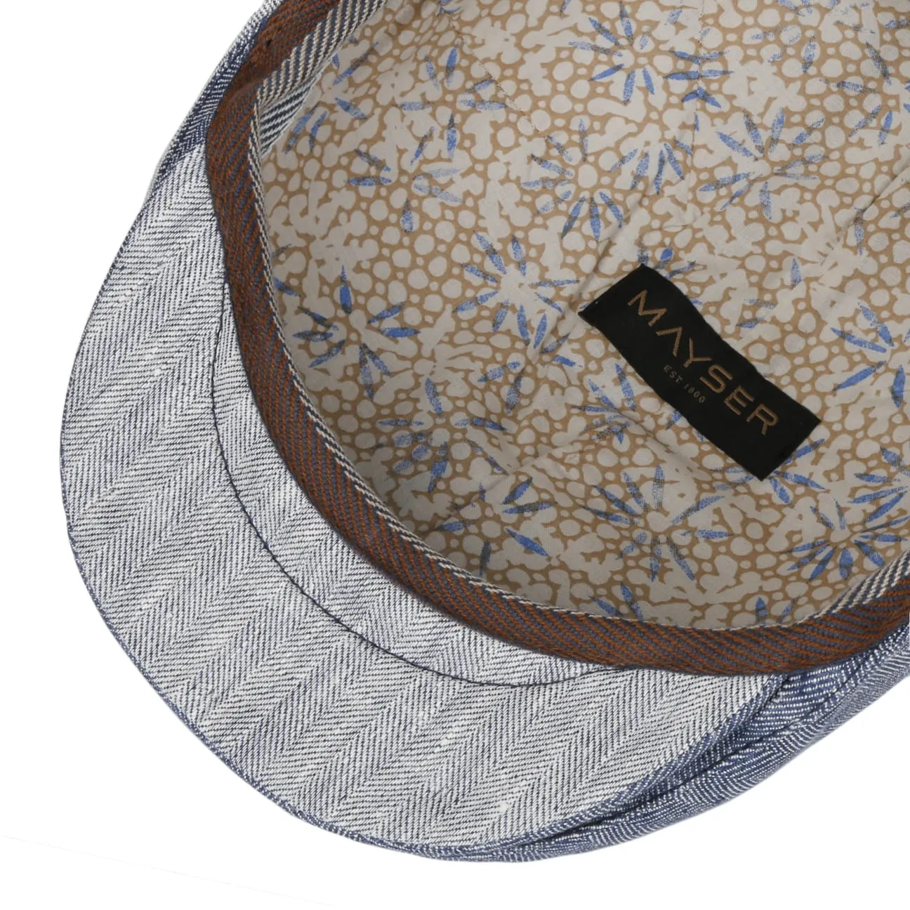 Mayser Hats Jasper Twotone Linen Flat Cap by Mayser