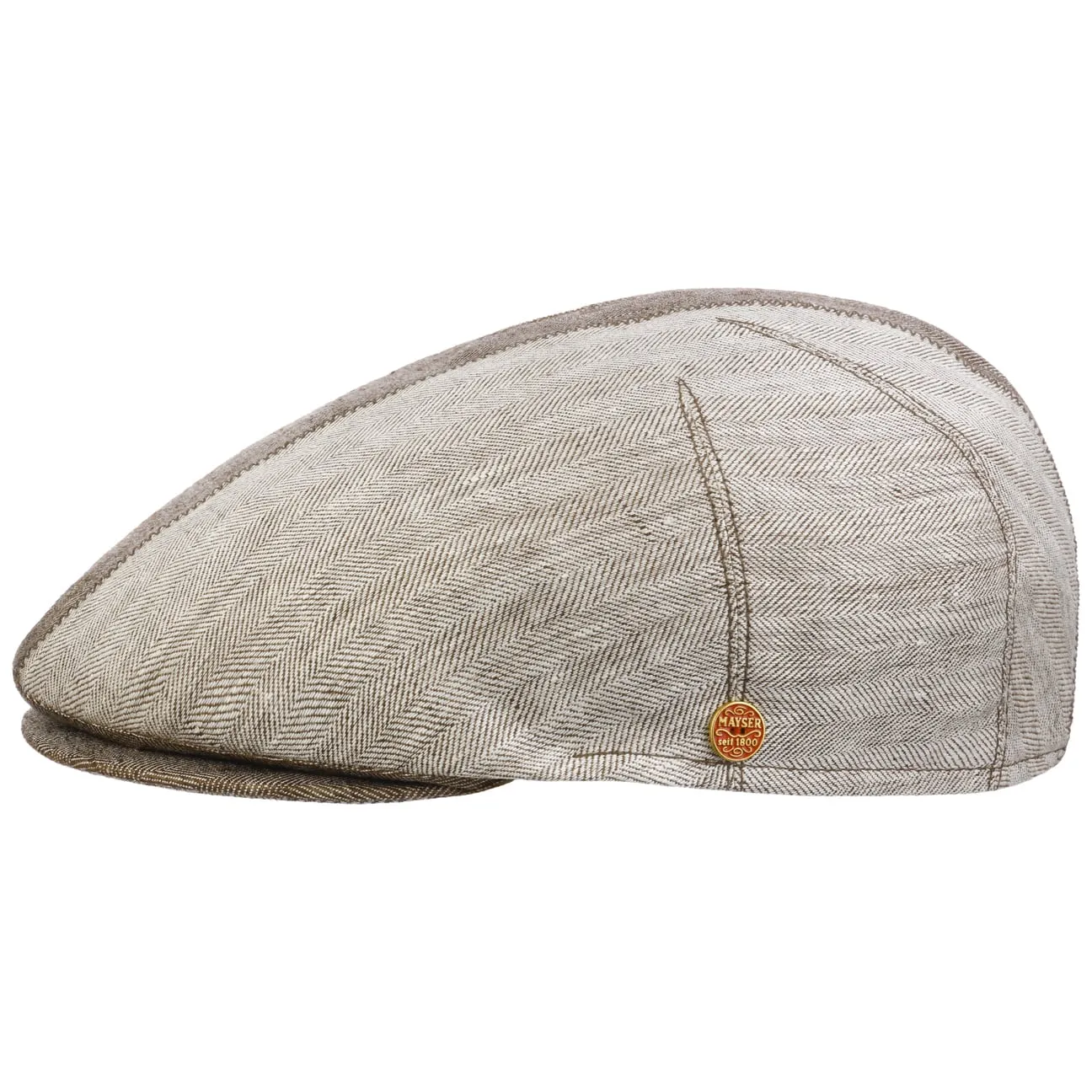 Mayser Hats Jasper Twotone Linen Flat Cap by Mayser