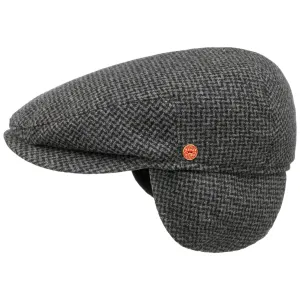 Mayser Hats Merlino Zigzag Flat Cap with Ear Flaps by Mayser