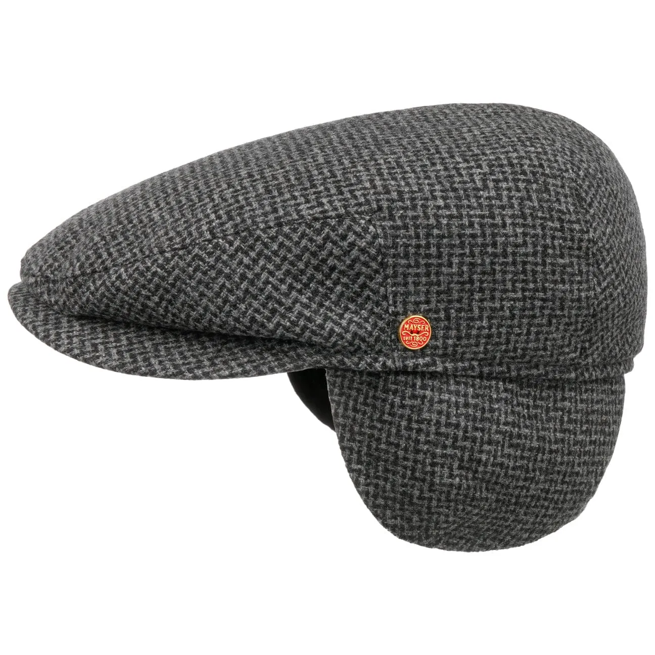 Mayser Hats Merlino Zigzag Flat Cap with Ear Flaps by Mayser