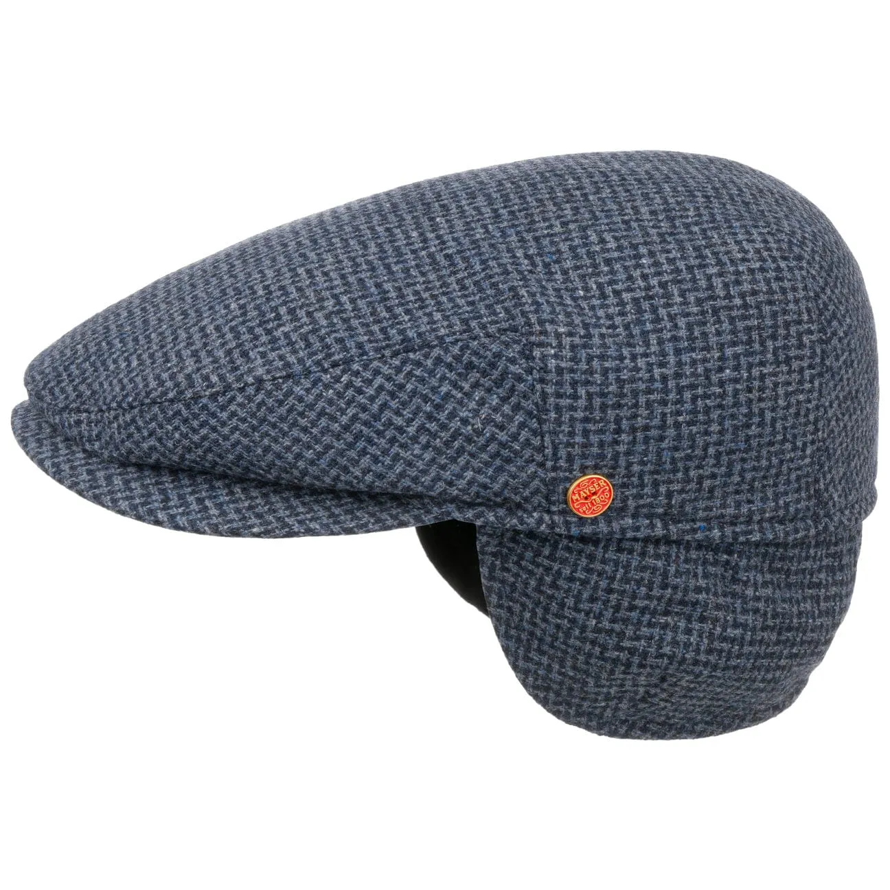 Mayser Hats Merlino Zigzag Flat Cap with Ear Flaps by Mayser