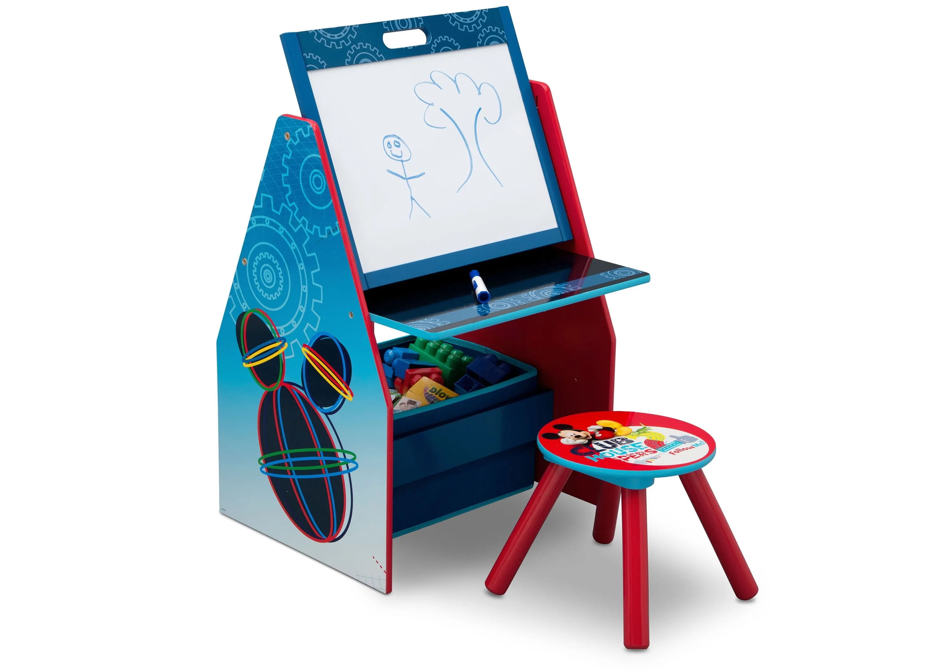 Mickey Mouse Activity Center - Easel Desk with Stool & Toy Organizer Babykids_Delta Children_Toy Storage & Bookshelves