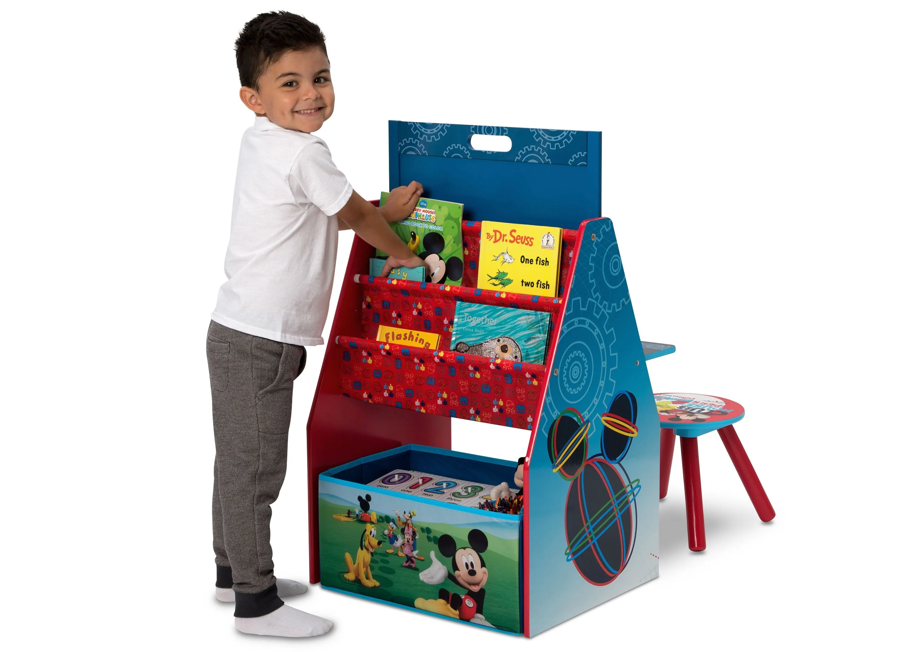Mickey Mouse Activity Center - Easel Desk with Stool & Toy Organizer Babykids_Delta Children_Toy Storage & Bookshelves